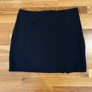 Black side-slit mini skirt